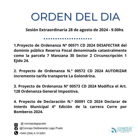 ssión xtraordinaria orden dl día lago puelo
