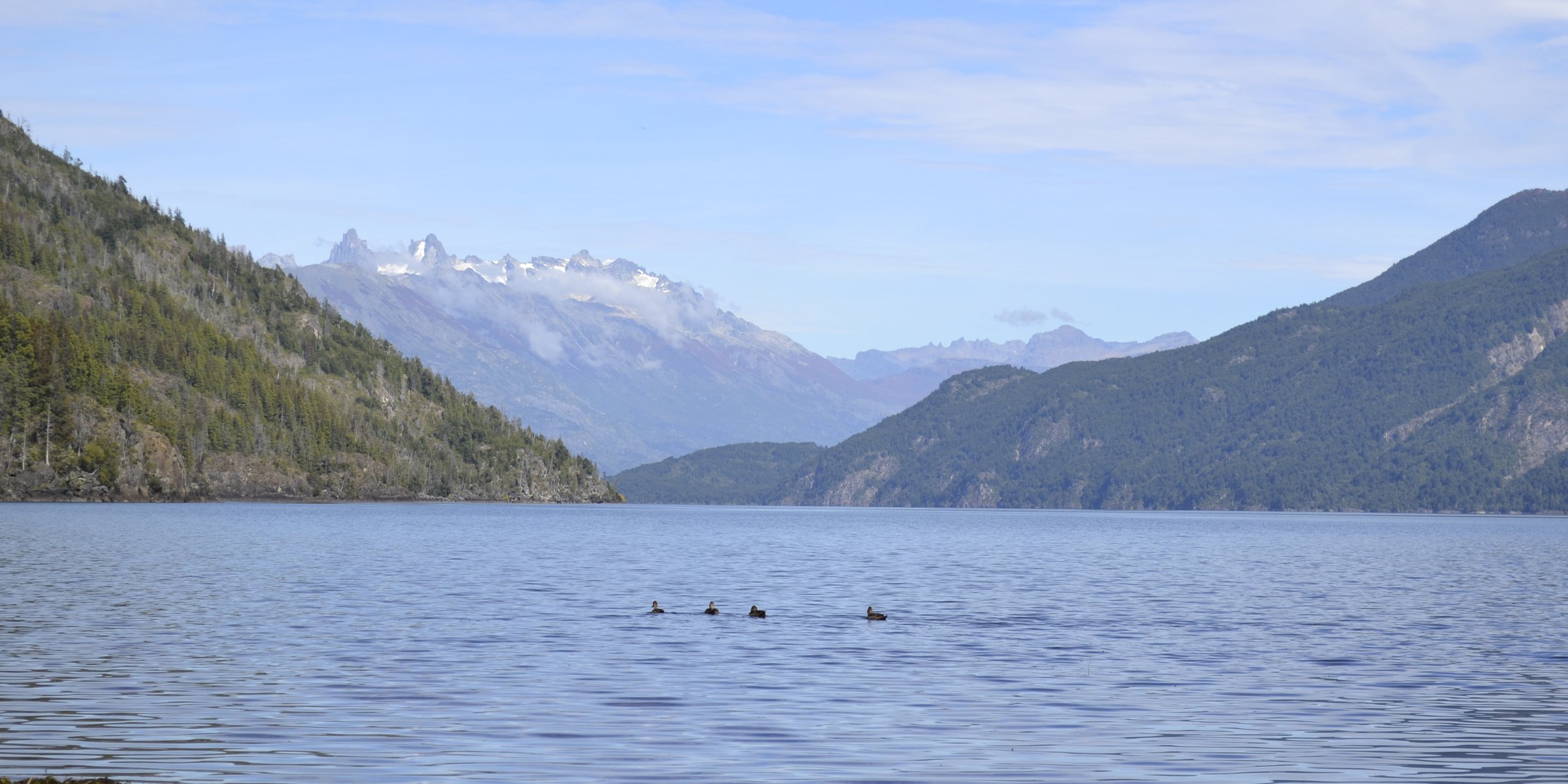 El lago Puelo con la cordillera al fondo